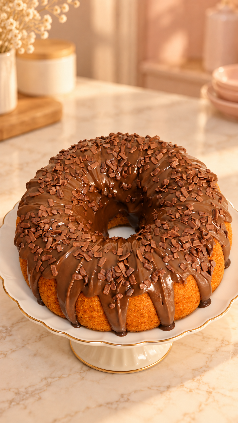 Bolo de cenoura com cobertura de brigadeiro